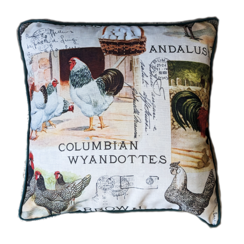 Housse de coussin poules à la ferme