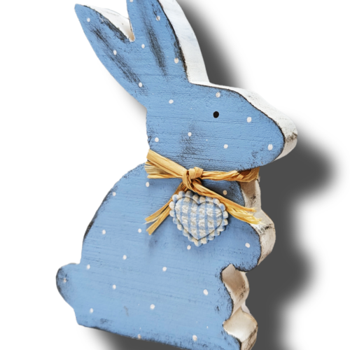 Lapin de pâques bleu à pois